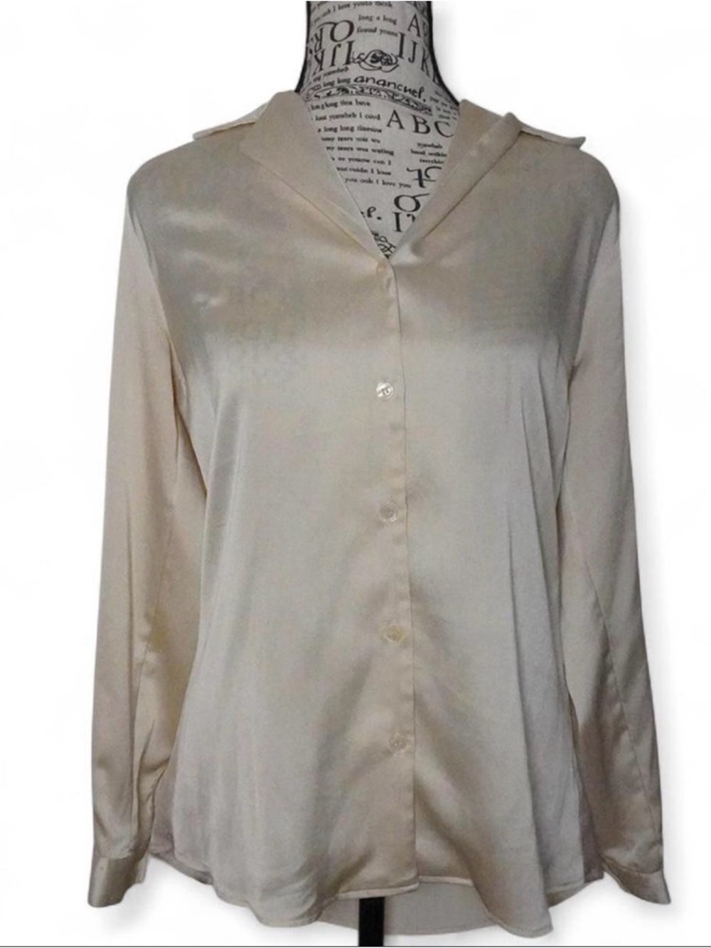 ASOS Cream Satin Button-Down Shirt
